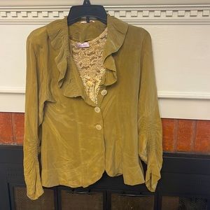 Vintage two piece lace floral tank, and buttoned jacket set size small